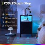 Yoobure Farmhouse NightStand with Charging Station，Wood Night Stand End with USB Ports, LED Bed Side Table with Storage Cabinet，Bedside Table for Bedroom, Living Room Black