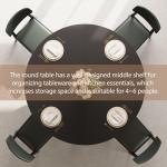 GarveeHome Round Dining Table for 4-6, 47.2 in Farmhouse Kitchen Table with Storage, Circle Dinner Tables for Kitchen, Dining Room, Living Room, Meeting Room, Apartment, Black (Only Table)