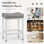 Sweetcrispy 24 inch Bar Stools Set of 2, Upholstered Modern Counter Height Bar Stools for Kitchen Island Modern PU Leather Sadless Stools Chair with Metal Base and Footrest, Grey