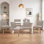 MALOL Dining Chair Set of 6, Fabric Upholstered Kitchen Side Chairs with Wooden Legs for Kitchen & Restaurant Use, Beige