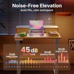 HUANUO 32 x 21 inch Small Electric Standing Desk with 2 Drawers, C-Clamp Mount Compatible, Height Adjustable Sit Stand Desk, Home Office Stand Up Desk with 4 Memory Height Settings, Light Walnut