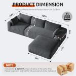 Domiqut 108" Cloud Couch Modular Sectional Sofa for Living Room,L Shaped Boneless Couch with Deep Seat Chaise,No Assembly Required Foam Sleeper Sofa for Apartments,Plush Corduroy Fabric, Dark Gray