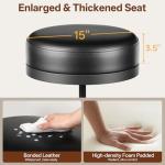 Raynesys Adjustable Height Swivel Bar Stools Set of 2, 22-29 Inch Industrial Vintage Bar Counter Height Stools with Thicken Premium Bonded Leather Seats & Updated Footrests, Easy Assembly, Black