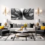 TYTAUPT Abstract Wall Art for Living Room Black and White Pictures Wall Art Bedroom,Home Office Wall Decor 20 x 40 Inch
