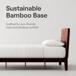 Nectar Bamboo Platform Bed Frame - Queen - Walnut - Floating Center Support Legs - 12” Height - Easy Tool Free Set Up - Contemporary and Durable - Sturdy Wooden Support Slats - Holds Up to 800 Pounds