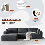 Domiqut 108" Cloud Couch Modular Sectional Sofa for Living Room,L Shaped Boneless Couch with Deep Seat Chaise,No Assembly Required Foam Sleeper Sofa for Apartments,Plush Corduroy Fabric, Dark Gray
