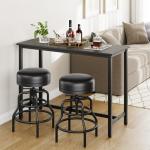 Raynesys Adjustable Height Swivel Bar Stools Set of 2, 22-29 Inch Industrial Vintage Bar Counter Height Stools with Thicken Premium Bonded Leather Seats & Updated Footrests, Easy Assembly, Black