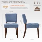 COLAMY Mid Century Modern Dining Chairs Set of 4, Upholstered Kitchen Chairs with Back, Farmhouse Fabric Side Dining Room Chairs with Wood Legs for Dining Room Kitchen Restaurant, Blue