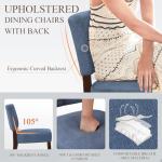 COLAMY Mid Century Modern Dining Chairs Set of 4, Upholstered Kitchen Chairs with Back, Farmhouse Fabric Side Dining Room Chairs with Wood Legs for Dining Room Kitchen Restaurant, Blue