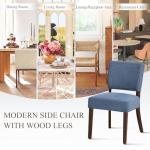 COLAMY Mid Century Modern Dining Chairs Set of 4, Upholstered Kitchen Chairs with Back, Farmhouse Fabric Side Dining Room Chairs with Wood Legs for Dining Room Kitchen Restaurant, Blue