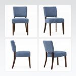 COLAMY Mid Century Modern Dining Chairs Set of 4, Upholstered Kitchen Chairs with Back, Farmhouse Fabric Side Dining Room Chairs with Wood Legs for Dining Room Kitchen Restaurant, Blue