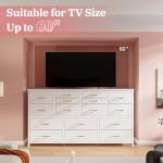 16 Drawers Long Dresser for Bedroom, 51"W Dressers with Power Outlets for 60"Inch TV for Living Room, Entertainment Center with Storage, Media TV Stand Console Table 51.1''W*11.8''D*34.8''H, White