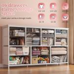 16 Drawers Long Dresser for Bedroom, 51"W Dressers with Power Outlets for 60"Inch TV for Living Room, Entertainment Center with Storage, Media TV Stand Console Table 51.1''W*11.8''D*34.8''H, White
