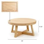Plank+Beam Classic Round Coffee Table, 36 Inch Farmhouse Coffee Table, Rustic Mini Center Tables for Small Spaces, Small Living Space Tea Table, Blonde Wirebrush