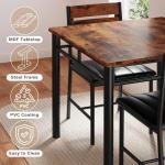 IRONCK Dining Table Set for 2, Small Kitchen Table with Upholstered Chairs Dinning Table Set for Kitchen & Dining Room, Compact Dining Set for Small Spaces, Rustic Brown
