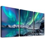 MHARTK66 Wall Art for Bedroom Wall Decor for Living Room Office Decor Abstract Mountain Aurora Landscape Painting 3 Piece Scenic Framed Canvas Art Prints Ready to Hang Kitchen Wall Pictures Home Decor