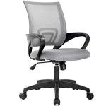 BestOffice | Ergonomic Office Chair | Mid-Back Swivel Desk Chair | Breathable Backrest & Lumbar Support | Adjustable Height | Sponge Seat | Rolling Wheels | Grey | for Adults & Women