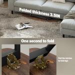 WOHOMO Folding Coffee Table for Small Spaces, No Assembly Farmhouse Portable Living Room Table, Walnut 39.3x19.6x17.7 Inch