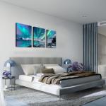 MHARTK66 Wall Art for Bedroom Wall Decor for Living Room Office Decor Abstract Mountain Aurora Landscape Painting 3 Piece Scenic Framed Canvas Art Prints Ready to Hang Kitchen Wall Pictures Home Decor