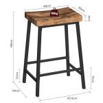 MAHANCRIS Bar Stools,Counter Height Bar Stools Set of 2, 23.7 Inch Saddle Stools with Footrest, Kitchen Stools, Industrial Style, for Dining Room, Counter, Bar, Rustic Brown and Black BAHR0801N1