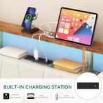 YITAHOME King Size Bed Frame, Storage Bed Frame with 4 Drawers & LED Light, Platform Bed with Storage Upholstered Headboard and Charging Station, No Box Spring Needed, Easy Assembly, Beige