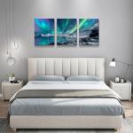 MHARTK66 Wall Art for Bedroom Wall Decor for Living Room Office Decor Abstract Mountain Aurora Landscape Painting 3 Piece Scenic Framed Canvas Art Prints Ready to Hang Kitchen Wall Pictures Home Decor