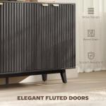 HOMCOM Fluted Sideboard Buffet Cabinet, 55" Modern Accent Console Cabinet with 4 Doors, 2 Adjustable Shelves and 5 Wood Legs, Dark Gray