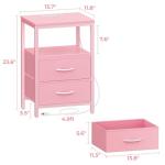 Huuger Nightstand with Charging Station, Side Table with Fabric Drawers, End Table with Open Shelf, Bedside Table with USB Ports and Outlets, Night Stand for Bedroom, Pink