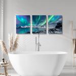 MHARTK66 Wall Art for Bedroom Wall Decor for Living Room Office Decor Abstract Mountain Aurora Landscape Painting 3 Piece Scenic Framed Canvas Art Prints Ready to Hang Kitchen Wall Pictures Home Decor