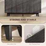 HOMCOM Fluted Sideboard Buffet Cabinet, 55" Modern Accent Console Cabinet with 4 Doors, 2 Adjustable Shelves and 5 Wood Legs, Dark Gray