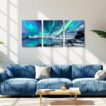 MHARTK66 Wall Art for Bedroom Wall Decor for Living Room Office Decor Abstract Mountain Aurora Landscape Painting 3 Piece Scenic Framed Canvas Art Prints Ready to Hang Kitchen Wall Pictures Home Decor