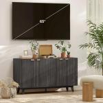 HOMCOM Fluted Sideboard Buffet Cabinet, 55" Modern Accent Console Cabinet with 4 Doors, 2 Adjustable Shelves and 5 Wood Legs, Dark Gray