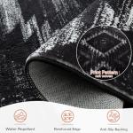 Area Rug 8x10 Rug Machine Washable Non-Slip Low Pile Print Pattern Western Rug for Living Room Bedroom Entryway Tribal Series -Black