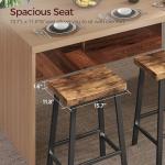 MAHANCRIS Bar Stools,Counter Height Bar Stools Set of 2, 23.7 Inch Saddle Stools with Footrest, Kitchen Stools, Industrial Style, for Dining Room, Counter, Bar, Rustic Brown and Black BAHR0801N1
