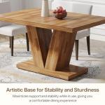 Tribesigns 47-Inch Dining Table for 4, Walnut Brown Kitchen Dinner Table with Heavy Duty Pedestal, Farmhouse Wooden Eating Table for Home, Dining Room, Small Space