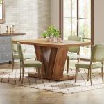 Tribesigns 47-Inch Dining Table for 4, Walnut Brown Kitchen Dinner Table with Heavy Duty Pedestal, Farmhouse Wooden Eating Table for Home, Dining Room, Small Space