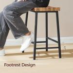 MAHANCRIS Bar Stools,Counter Height Bar Stools Set of 2, 23.7 Inch Saddle Stools with Footrest, Kitchen Stools, Industrial Style, for Dining Room, Counter, Bar, Rustic Brown and Black BAHR0801N1