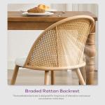 TYBOATLE Rattan Dinner Chairs Set of 4 with Faux Leather Cushion, Modern Dining Room Chairs w/Adjustable Foot Pads, Kitchen Boho Mid Century Upholstered, White