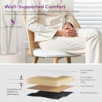 TYBOATLE Rattan Dinner Chairs Set of 4 with Faux Leather Cushion, Modern Dining Room Chairs w/Adjustable Foot Pads, Kitchen Boho Mid Century Upholstered, White