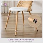 TYBOATLE Rattan Dinner Chairs Set of 4 with Faux Leather Cushion, Modern Dining Room Chairs w/Adjustable Foot Pads, Kitchen Boho Mid Century Upholstered, White