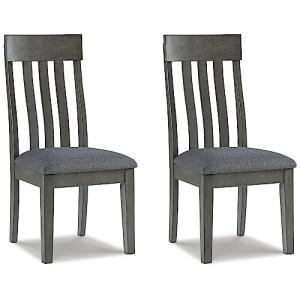 Signature Design by Ashley Hallanden Contemporary Dining Upholstered Side Chair, Set of 2, Armless, Comb Back Design, Wood Frame, Gray