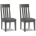 Signature Design by Ashley Hallanden Contemporary Dining Upholstered Side Chair, Set of 2, Armless, Comb Back Design, Wood Frame, Gray