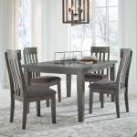 Signature Design by Ashley Hallanden Contemporary Dining Upholstered Side Chair, Set of 2, Armless, Comb Back Design, Wood Frame, Gray