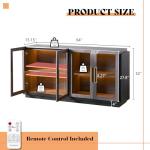 AMERLIFE Sideboard Buffet Cabinet with LED Lights, Mixed Color Accent Cabinet with Glass Doors and Adjustable Shelf, Hallway Storage Cabinets Console Table for Living Room, Dining Room, Black and Gray