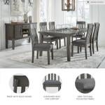 Signature Design by Ashley Hallanden Contemporary Dining Upholstered Side Chair, Set of 2, Armless, Comb Back Design, Wood Frame, Gray