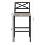 MAHANCRIS Bar Stools, Set of 2 Bar Chairs with Backrest and Footrest, 26" Tall Counter Bar Stools, Kitchen Breakfast Bar Chairs, Easy Assembly, for Dining Room, Greige BAHG0901N3