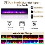 AMERLIFE Modern California King Size Bed Frame with Fireplace, Corduroy Upholstered Bed Frame with 60.4“ Extra Tall Headboard, Wingback Platform Bed Frame Wooden Slats/No Box Spring Needed, Black