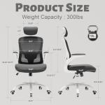 TLLMOON Office Computer Desk Chair - Lumbar Support and Headrest, Ergonomic Mesh Back Swivel Task Chair,Flip-Up Arms for Desk Work, 90-120° Tilt Rolling Chair for Home Office(White-Black6076)