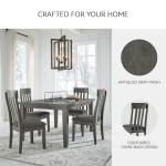 Signature Design by Ashley Hallanden Contemporary Dining Upholstered Side Chair, Set of 2, Armless, Comb Back Design, Wood Frame, Gray