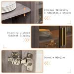 AMERLIFE Sideboard Buffet Cabinet with LED Lights, Mixed Color Accent Cabinet with Glass Doors and Adjustable Shelf, Hallway Storage Cabinets Console Table for Living Room, Dining Room, Black and Gray